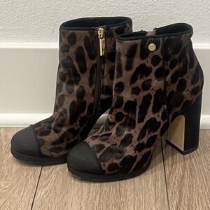 Karl Lagerfield Leopard Lainey Boots Haircalf 6.5